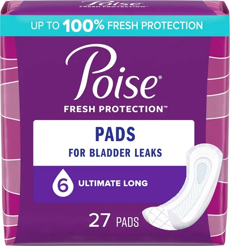 Poise Almohadillas de incontinencia posparto para mujer, máxima absorción, largas, diseño original, 27 de Kimberly-Clark Corporation