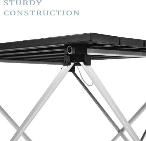 Vista 7 de Mesa de camping portátil Grope con tablero de aluminio, mesa de playa plegable fácil de transportar, perfecta para exteriores, picnic, barbacoa