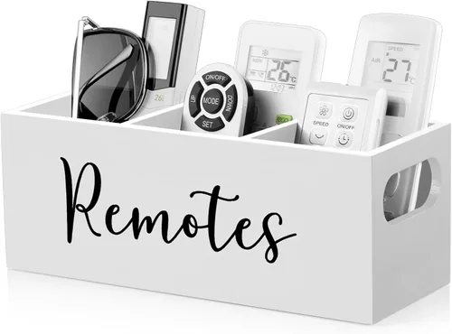 Vista 10 de DRASTAR Soporte para Control Remoto, Soporte para Control Remoto de TV, Organizador Caddy para Control Remoto para Mesa, Caja de Madera para Control