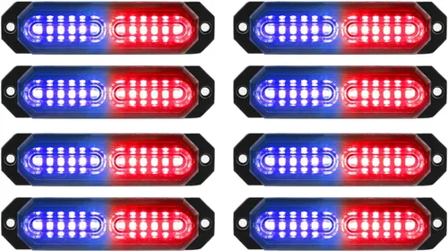 Vista 8 de ASPL 8 luces estroboscópicas ultra delgadas de 12 LED para montaje en superficie, luces estroboscópicas intermitentes para camión, automóvil
