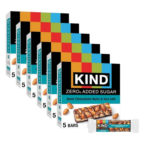Vista 7 de KIND ZERO Barras sin azúcar agregado, chocolate negro, nueces y sal marina, aperitivos aptos para dieta cetogénica, sin gluten, 0.18 onzas