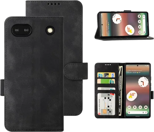 Vista 10 de Eastcoo Funda tipo cartera con tapa para Google Pixel 7a, piel sintética y protección de poliuretano termoplástico, 3 ranuras para tarjetas, función