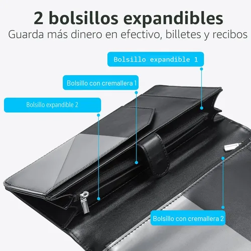 Vista 2 de Forvencer Libreta de mesera de alto volumen, ampliable con 2 cremalleras y bolsillo magnético, 5 x 9 pulgadas, libros para camareras, accesorios