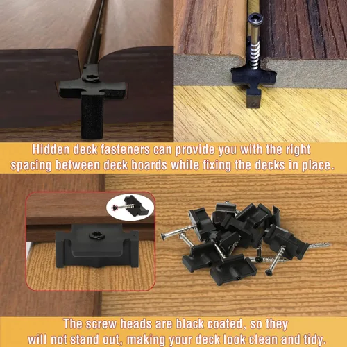 Vista 7 de Sujetadores Ocultos para Cubierta para Tableros de Cubierta Compuesta, Sujetadores Ocultos Universales con Tornillos de Acero Inoxidable, Clips