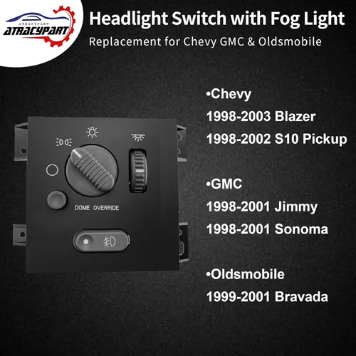 Vista 3 de Interruptor de Faros Interruptor Regulador de Faros con Luz Antiniebla Reemplazo para 1998-2003 Chevy Blazer S10 GMC Jimmy Sonoma & Bravada