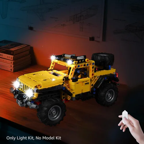 Vista 6 de Kyglaring Kit de luz LED compatible con bloques de construcción Lego Jeep Wrangler Technic 42122, control táctil mejorado y atenuación, solo luces