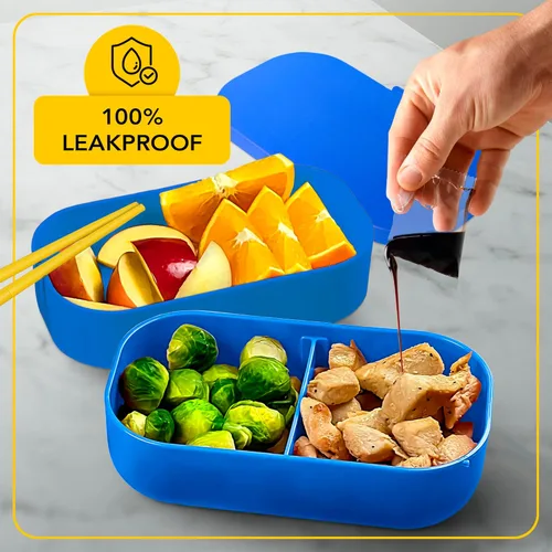 Vista 13 de Lonchera Bento apilable aislada para adultos con palillos reutilizables, lonchera japonesa apta para microondas y a prueba de fugas, para hombres