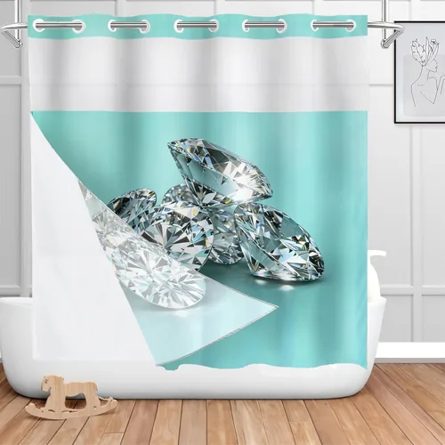 Vista 278 de Shrahala Father and Child Embracing No Hooks Shower Curtain with Snap in Liner Set, Tender Moment Captured Bathroom Décor Polyester Fiber Waterproof