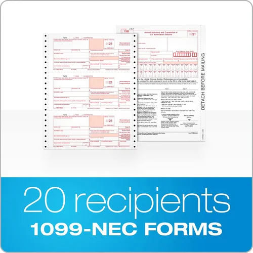 Vista 2 de Adams 1099 NEC 3 Up 2021 Formas continuas, 4 partes de formas autocopiadoras, para impresoras de matriz de punto alimentadas con pines, con 3 1096