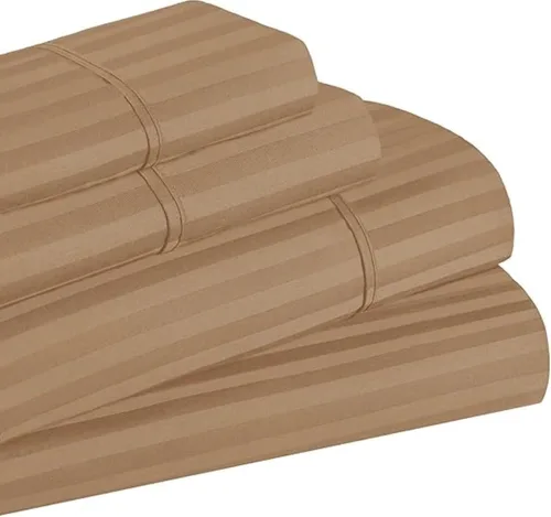 Vista 23 de Superior Juego de sábanas de algodón egipcio de 400 hilos, 1 sábana bajera elástica con bolsillo profundo, 1 sábana encimera, 1 funda de almohada