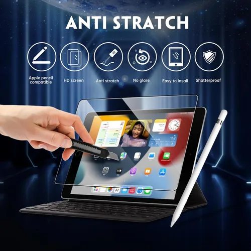Vista 2 de Protector de pantalla para iPad de 10. generación (10.9 pulgadas, modelo 2022 A2696A2757A2777), película de vidrio templado sensible al tacto