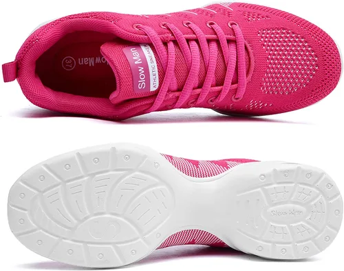 Vista 5 de Zapatos de Jazz para mujer, con cordones, transpirables, con acolchado de aire, para mujer, suela dividida, para caminar, bailar, zapatos