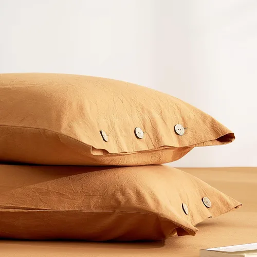 Vista 34 de JELLYMONI Juego de 2 fundas de almohada estándar de algodón con botones de 20 x 26 pulgadas, fundas de almohada de color verde, 100% algodón lavado