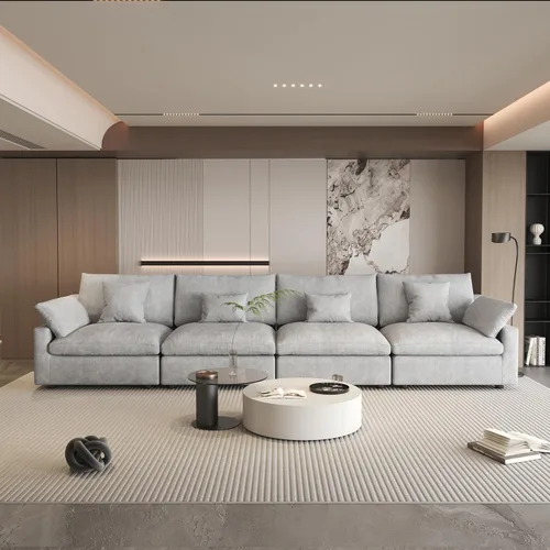 Vista 12 de WJShome Sofá Seccional Cloud Couch de 83 pulgadas para sala de estar, sofá seccional modular relleno de plumón, sofás en forma de L con otomana