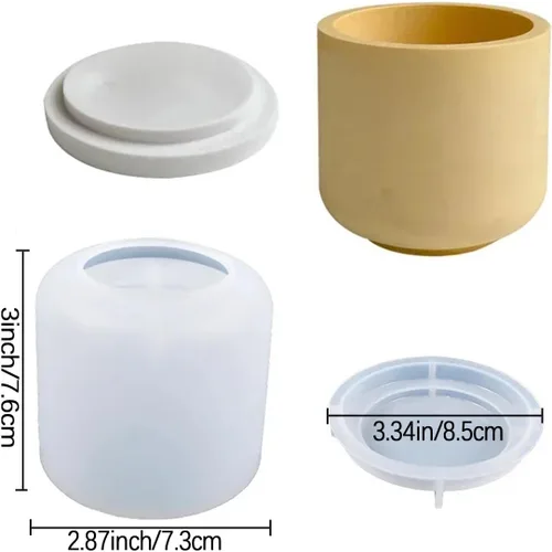 Vista 2 de 2 PCS Large Jar Resin Molds Box with Lid Silicone Creative Pot Molds for Epoxy Jewelry Trinket Candle Holder Organizer Mold Plant Mold DIY Resin