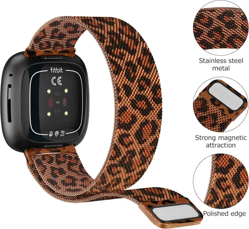 Vista 2 de Vanjua Correa de metal para Fitbit Sense 2 / Sense Bands, Fitbit Versa 4 / Versa 3 correas para mujeres y hombres, correa de repuesto de pulsera