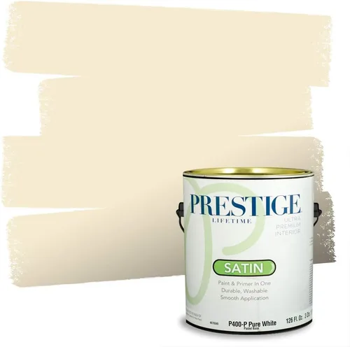 Vista 275 de PRESTIGE Pinturas de pintura exterior e imprimación en uno, 1 galón, plano, combinación comparable de Benjamin Moore* Manzanilla*