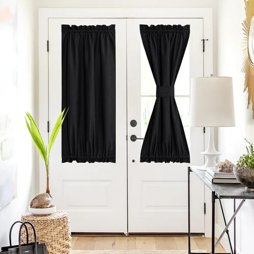 Vista 104 de NICETOWN Cortinas de Lino para Puerta Lateral - Cortinas Opacas con Aislamiento Térmico para Puerta Delantera Francesa para Sombra Pequeña