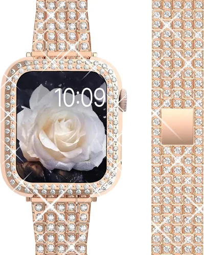 QVLANG - Correa para Apple Watch de 1.496 in, 1.575 in, 1.654 in, 1.732 in (38, 40, 42 y 44 mm), serie 5/4/3/2/1, Serie de correa ostentosa para