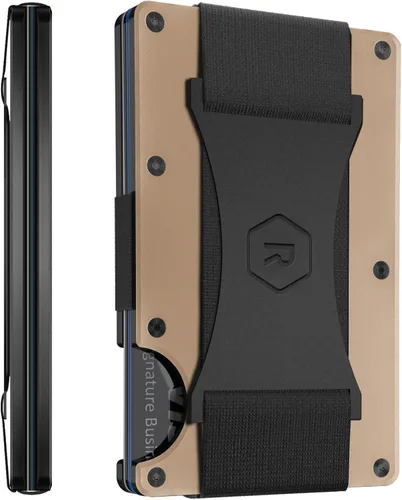 Vista 24 de The Ridge Cartera delgada minimalista para mujer, con bloqueo RFID, bolsillo frontal, tarjetero de crédito, cartera de metal para mujer con clip