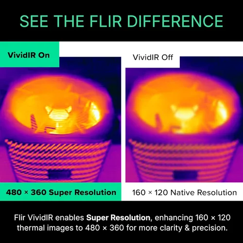 Vista 4 de FLIR One Pro - Cámara de imágenes térmicas para smartphones Android (USB-C), resolución súper 480x360 (160x120 IR nativa)