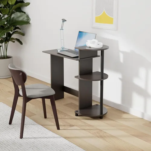 Vista 2 de Furinno COMPACT Desk, 28.5" Wide Gaming Desk with Shelves, Computer Desk with Book Shelf, Office Desk for Home Office, Study Room, Dorm, Bedroom