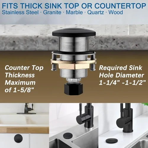 Vista 5 de Kit de interruptor de aire para eliminación de basura BESTILL - Listado UL, botón interruptor de encendido/apagado de 2.95" corto para la parte Negro
