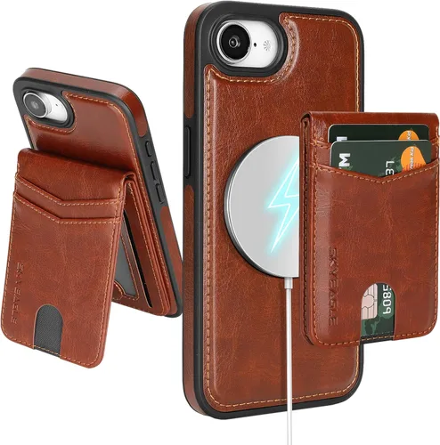 Vista 121 de SkyEagle Funda tipo cartera compatible con MagSafe para iPhone 11, color Negro