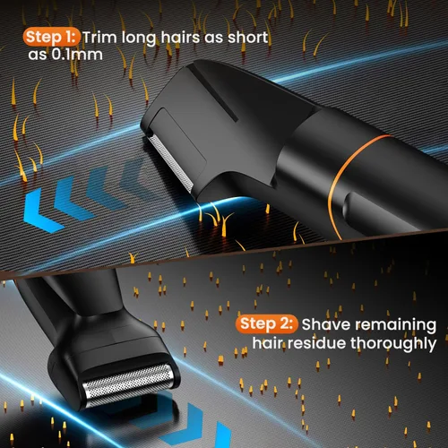 Vista 13 de MAXGROOM - Afeitadora de vello corporal para hombre, afeitadora resistente al agua para la ingle, testículos y bolas, kit de aseo eléctrico sin