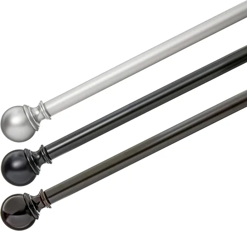 Vista 5 de Amazon Basics - Barras ajustables para cortinas para ventanas, con remates redondos, barra de 1 pulgada, de 36" a 72", color negro, paquete de 1