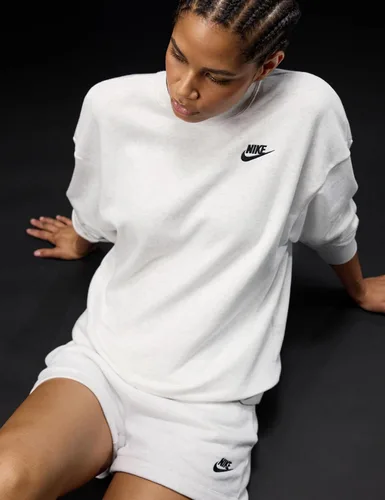 Vista 2 de Nike Sudadera de forro polar con capucha y cuello redondo suelto para mujer Sportswear Club