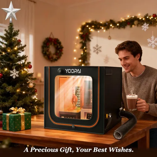 Vista 6 de Caja grande de resina para impresora 3D con kit de ventilación, luz LED, impresión 3D, cubierta ventilada para tienda de campaña, elimina olores, a