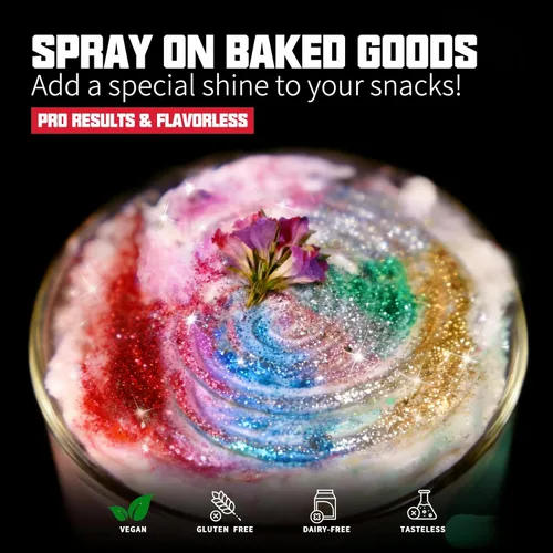 Vista 3 de HomeHere Edible Glitter Dust Glimmer Powder for Cakes & Cocktails, Disco Diamond Dust, Food-Grade Sprinkle Glitter for Drinks, Food, Chocolate &