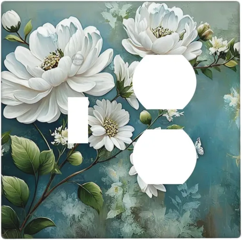 Vista 53 de Placa decorativa para interruptor de luz, medusas, tortugas marinas, fantasía, océano, 2 bandas, 1 palanca, 1 placa de pared dúplex, cubiertas