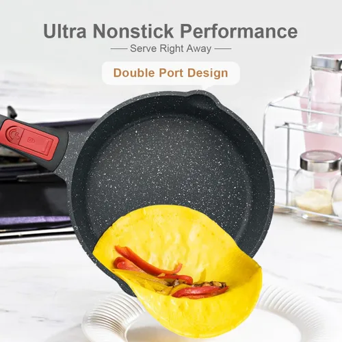 Vista 5 de AIKENBBKK Sartén antiadherente de 12 pulgadas de profundidad con tapa, sartén de 5 cuartos de galón, sartén antiadherente, compatible con todas