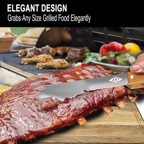 Vista 2 de Pinzas de barbacoa resistentes para parrilla al aire libre, herramienta de parrilla de 17 pulgadas de largo, utensilio de barbacoa de metal, mango