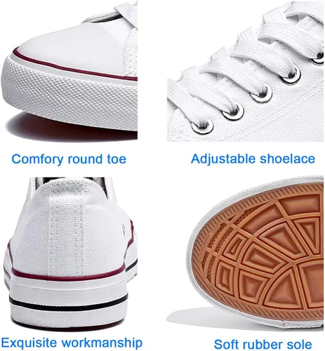 Vista 3 de Zapatillas de lona para mujer bajas y con cordones zapatillas de lona cómodas y modernas