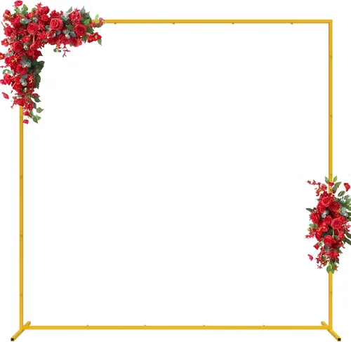 Vista 9 de Arcos de boda blancos de 6.6 pies x 5.2 pies para ceremonia, kit de soporte de arco de globos de metal rectangular para jardín, marco de arco