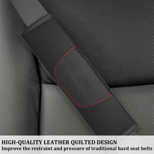 Vista 3 de 2 fundas para cinturón de seguridad de automóvil, de cuero suave, almohadilla para cinturón de seguridad de hombro, cómoda alfombrilla para cinturón