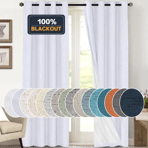 Vista 105 de Primitive - Cortinas opacas 100 % de lino texturizado natural para dormitorio, sala de estar, cortinas para ahorra energía, tela de arpillera