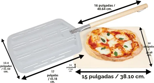 Vista 5 de Hans Grill Pizza Stone PRO XL, piedra rectangular para hornear con cáscara de aluminio