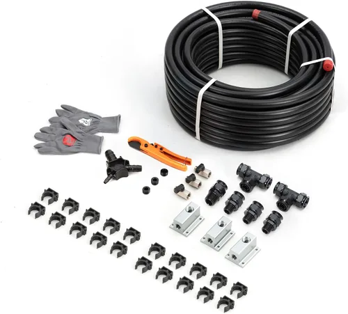 Vista 10 de Kit de Accesorios para Compresor de Aire 1/2" x 100 pies Sistema de Tuberías de Aire Comprimido de Aluminio HDPE Manguera Negra de Compresor de Aire