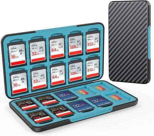 Vista 10 de HEIYING Funda para tarjetas SD, estuche portátil de almacenamiento de tarjetas de memoria compatible con 20 ranuras para tarjetas SDXC SDHC y 20