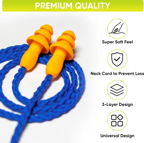 Vista 5 de TICONN 48 pares de tapones de silicona reutilizables para los oídos para dormir con cancelación de ruido, envueltos individualmente de 25 dB