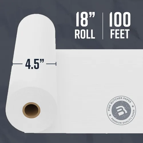 Vista 4 de Bryco Goods Rollo de papel kraft blanco de carnicero, 18 x 1200 pulgadas (100 pies), sin recubrimiento, sin encerar, papel de grado alimenticio
