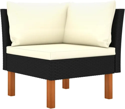 Vista 4 de 2-Piece Modern Corner Sofa Set in Black, Modular Design with Durable PE Rattan and Comfortable Polyester Cushions for Indoor and Outdoor Seating