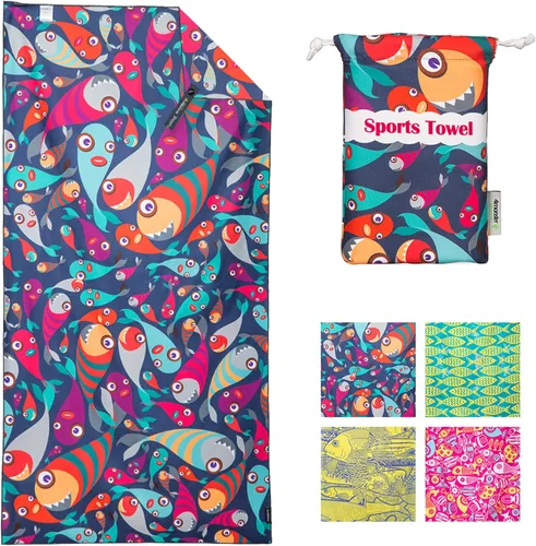 Vista 88 de 4Monster Toalla de playa de microfibra de secado rápido, toalla de viaje ligera súper absorbente para nadadores, toalla de camping sin arena