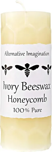 Vista 8 de Alternative Imagination Velas de pilar de diamantes de cera de abeja, paquete de 3 velas sin perfume de 2 x 4 pulgadas, vertidas a mano, color Blanco