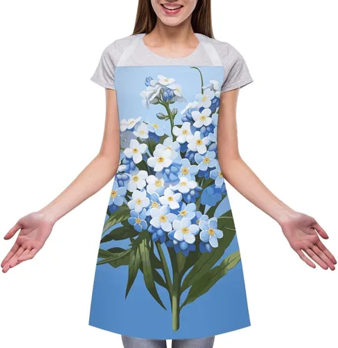 Vista 3 de MUSM Do Not Forget Me Apron，Classic Vintage Funny with Pockets Aprons,Adjustable Bib Waterdrop Resistant for Kitchen Cooking Restaurant BBQ Painting
