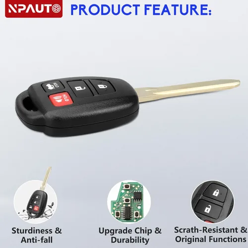 Vista 6 de H Chip - 2 llaveros para Toyota Corolla 2014-2019, Camry 2014-2017, Tacoma 2016-2018, llaves de automóvil de control remoto de entrada sin llave
